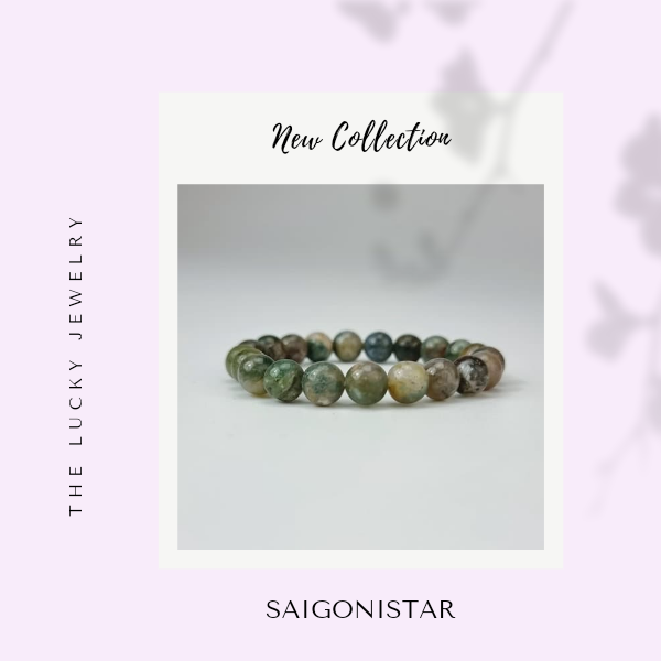 2109267 Trang sức phong thủy hộ mệnh vòng tay đá Thạch tủy Chalcedony thiên nhiên Saigonistar